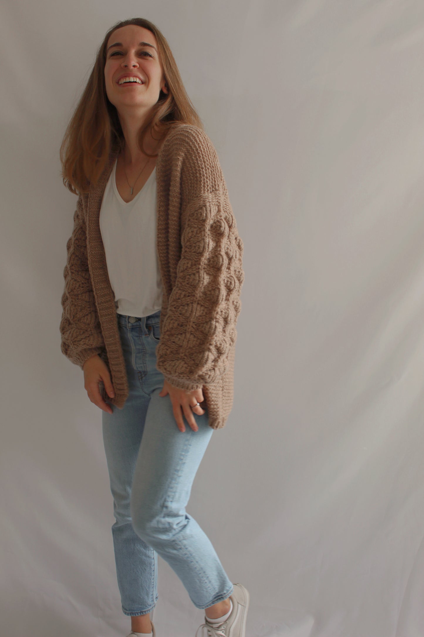 Knitted Taupe Cardigan