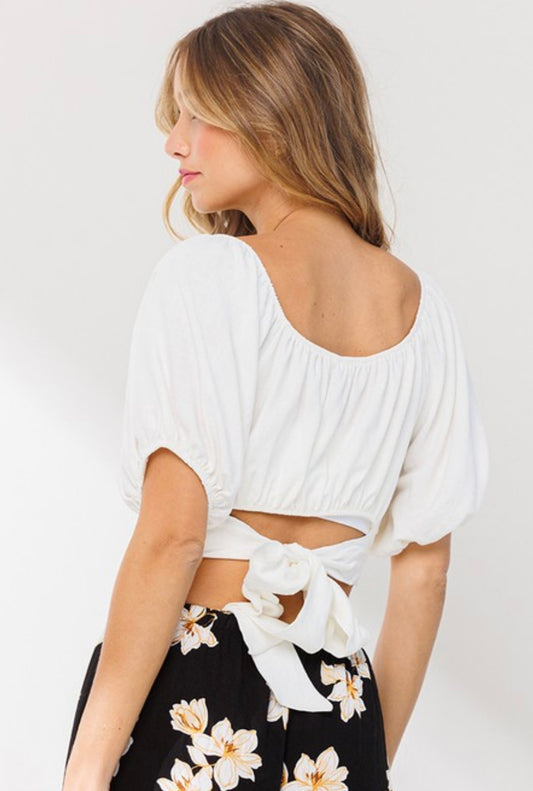 Bre Square-neck Puff Sleeve Top