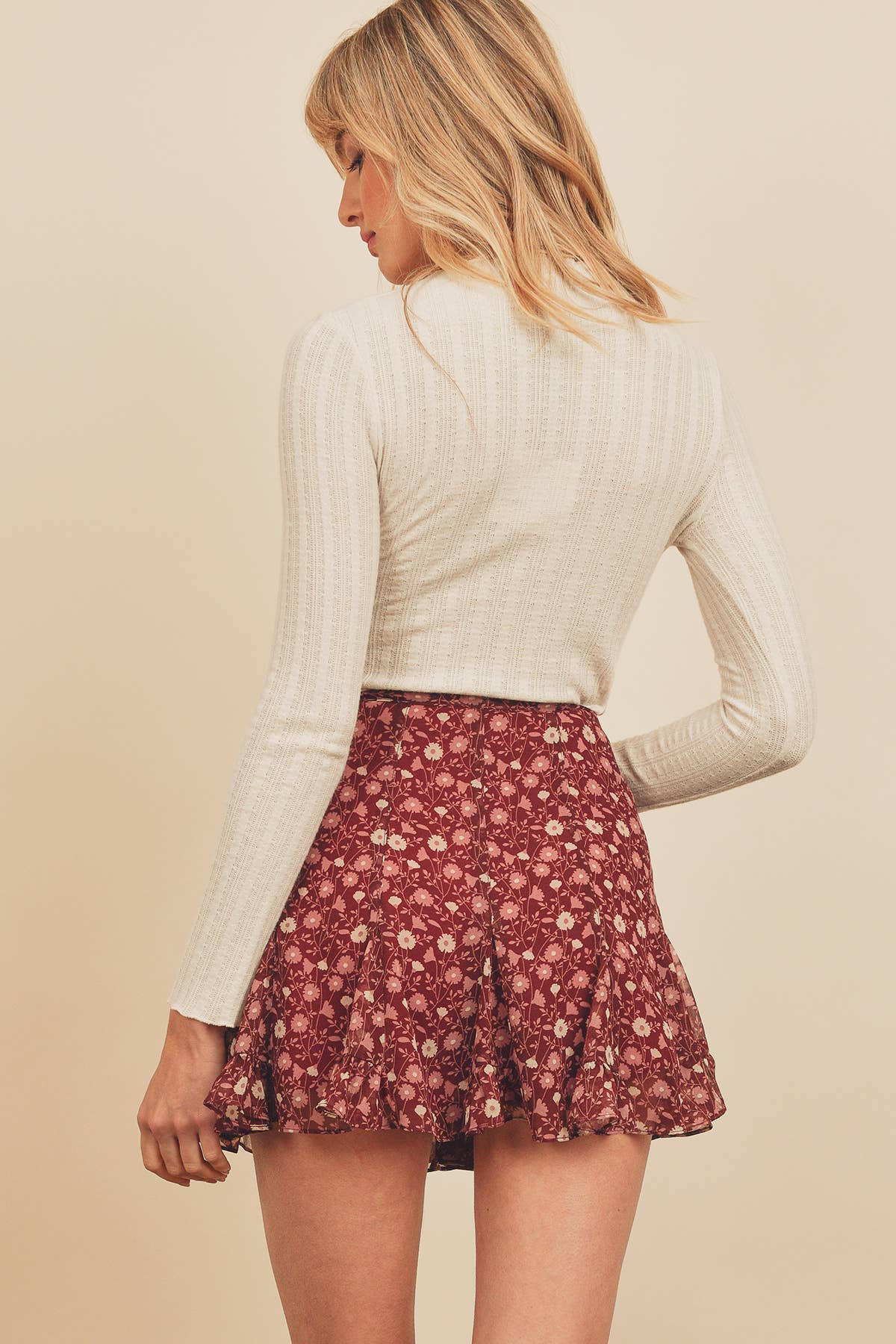 Floral Bunch Flared Mini Skirt